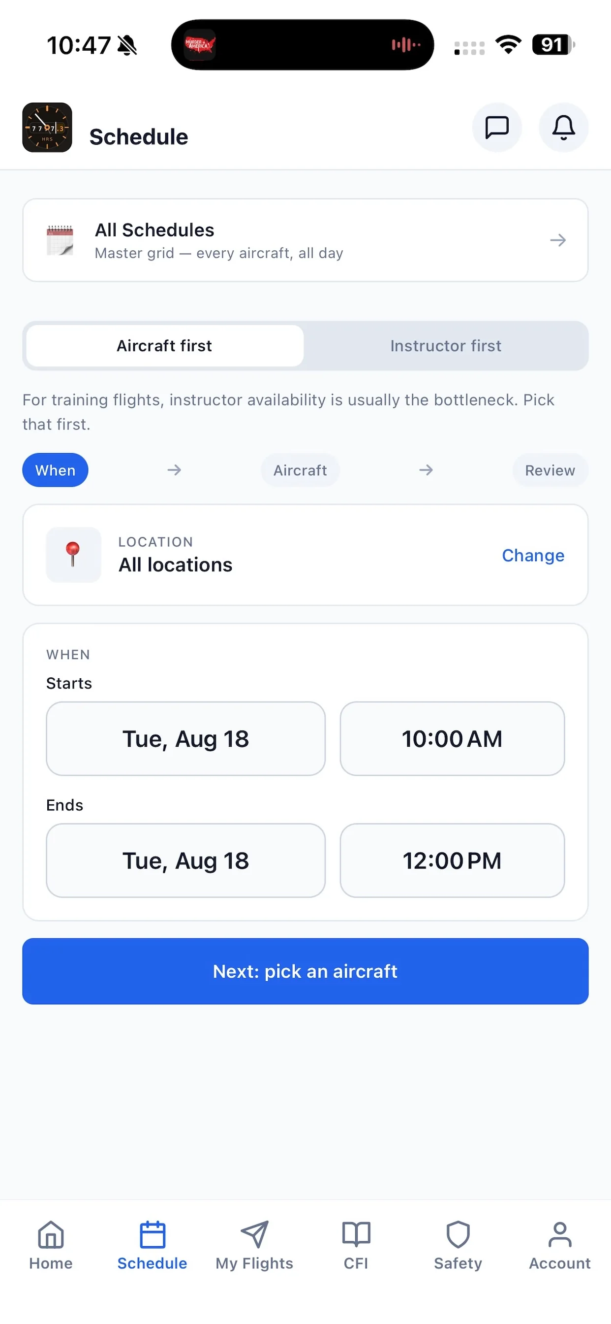 Hobbs member app — booking
