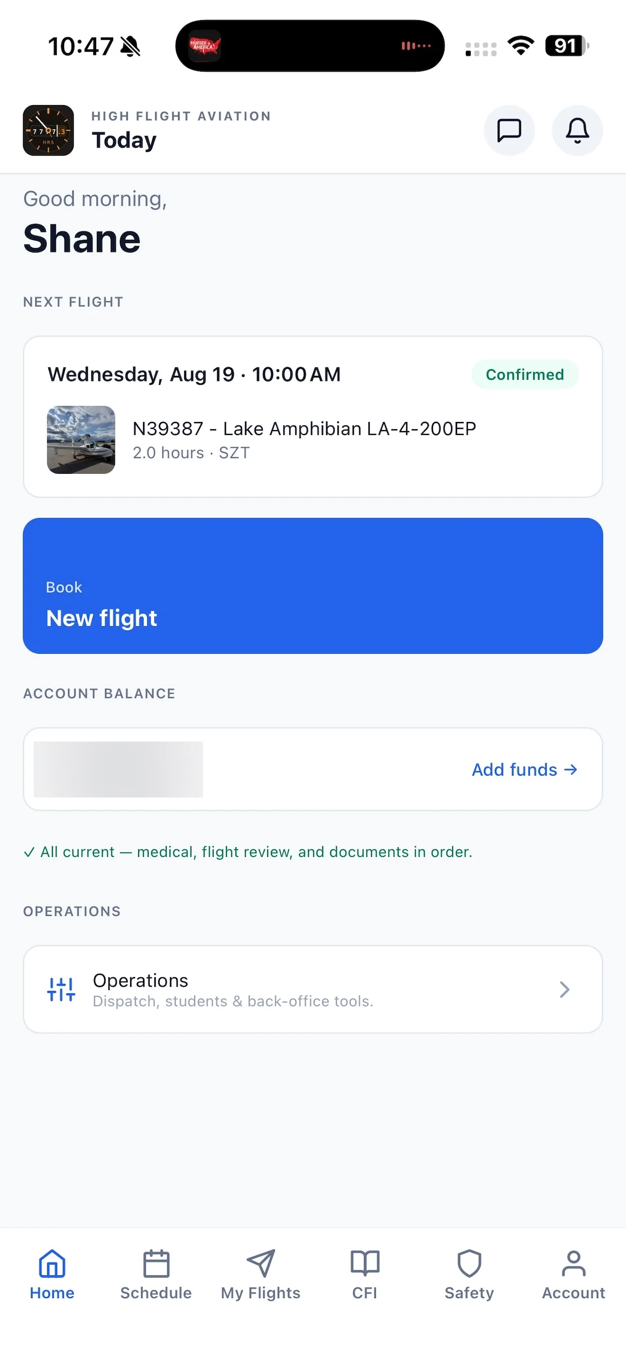 Hobbs member app — home